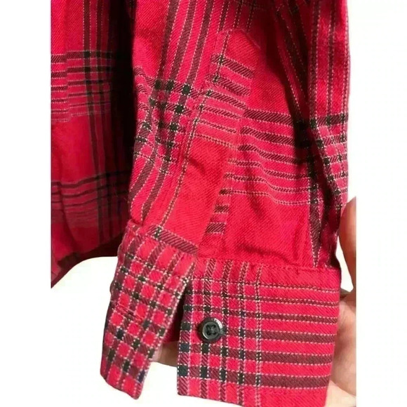Lands' End Blake Shelton Flannel Shirt Women's Medium Red Buffalo Plaid - Picture 7 of 9
